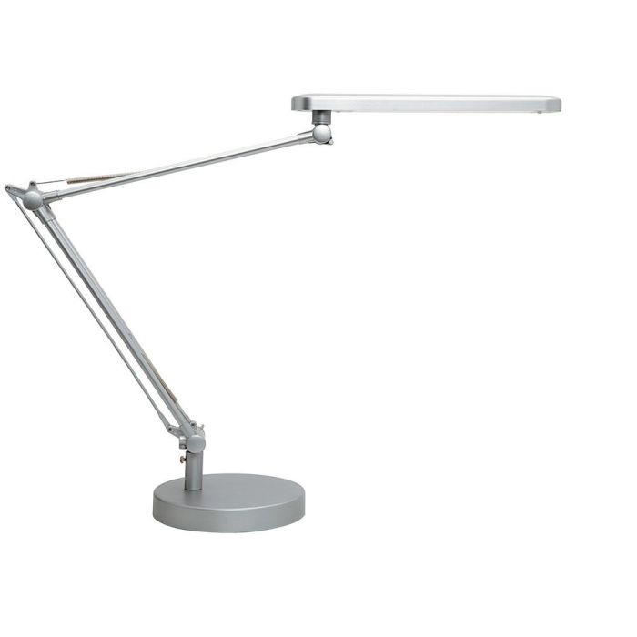 Lampara De Escritorio Unilux Mambo Led 5,6 W Doble Brazo Articulado Abs Y Aluminio Gris Metalizado Base 19 cm