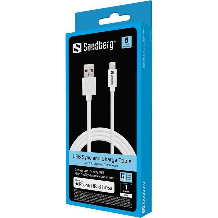 Sandberg USB to Lightning MFI 1m White 1 Sandberg USB to Lightning MFI 1m White 1