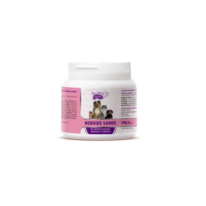 HEALTHY PETS VET Calm Complex Nervios Sanos Perros y Gatos 250 g Suplemento Polvo con Vitaminas y L-Triptófano