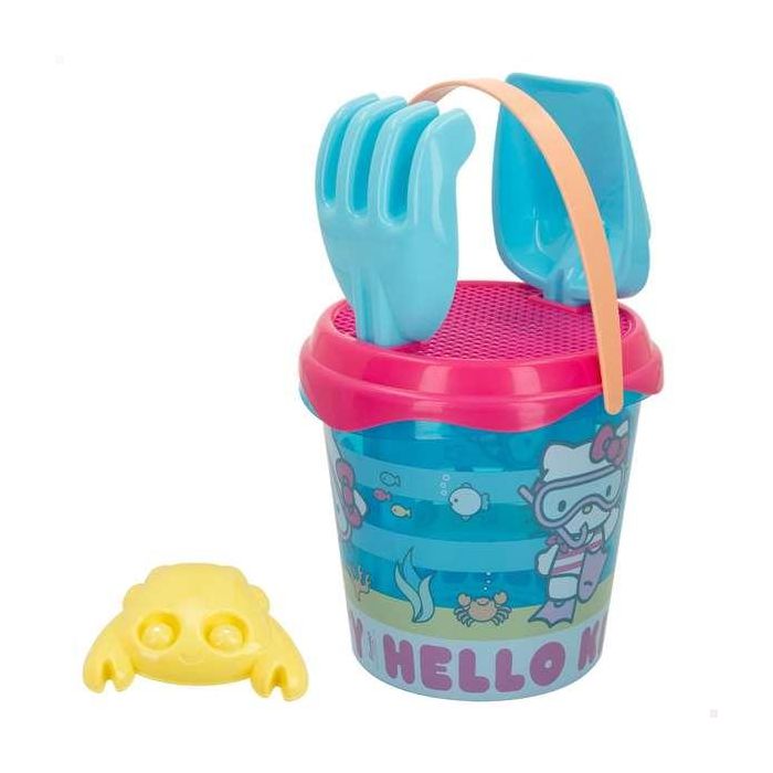 Color Baby Cubo de Playa Hello Kitty Diámetro 18cm con Pala, Rastrillo y 3 Moldes 3