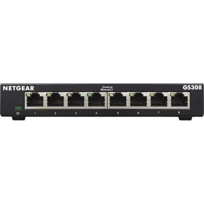 Netgear GS308v3 Switch Gigabit Ethernet No Gestionado de 8 Puertos RJ-45 10/100/1000Mbps Metálico para Oficina y Hogar 1