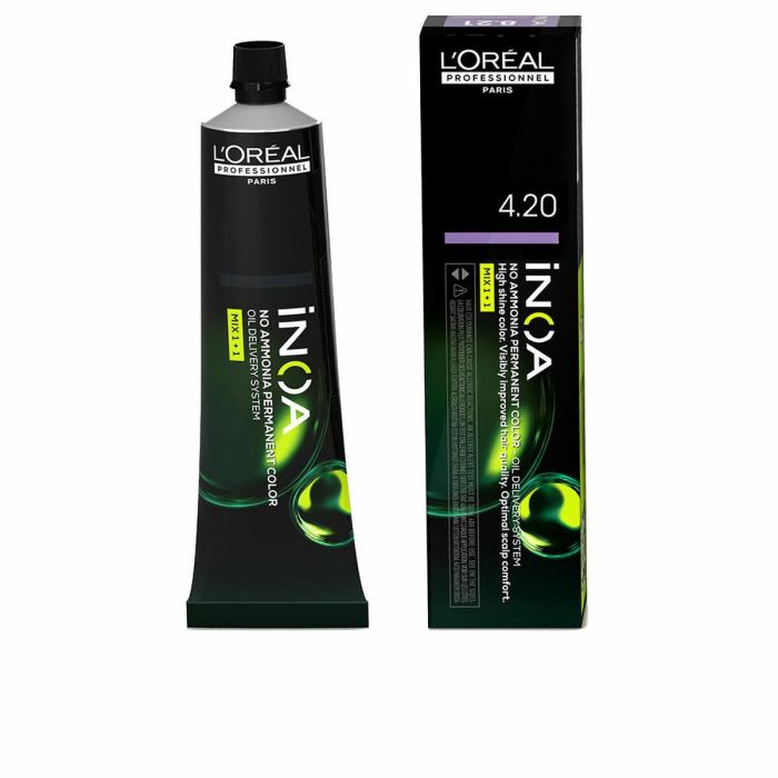 L'Oréal Professionnel Paris INOA Coloración Permanente sin Amoniaco #4.20 60 gr - Tecnología ODS con 60% Aceites