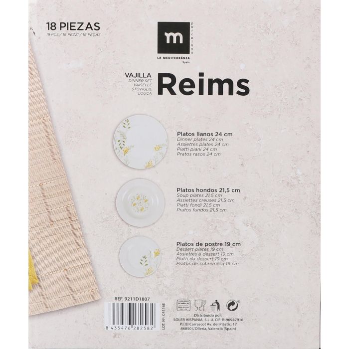 Vajilla Redonda Reims 18 Piezas - Inde (2 Unidades) 6 Vajilla Redonda Reims 18 Piezas - Inde (2 Unidades) 6