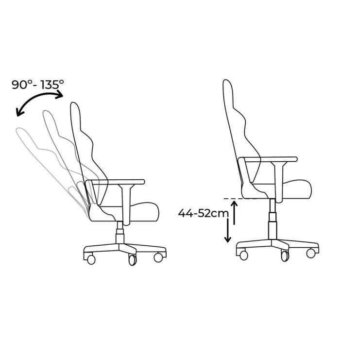 Edm Silla Gaming Ergonómica Negra y Blanca, Altura Regulable, Reclinable 90-135°, Soporte Lumbar, 150kg Máximo 6
