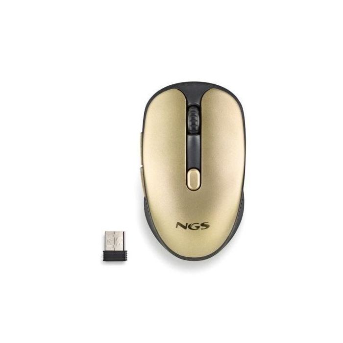 NGS EVORUSTGOLD Ratón Inalámbrico 2.4GHz RF Recargable 50h Teclas Silenciosas Ajustable 1600 DPI 5 Botones Compacto Diestro Dorado NGS EVORUSTGOLD Ratón Inalámbrico 2.4GHz RF Recargable 50h Teclas Silenciosas Ajustable 1600 DPI 5 Botones Compacto Diestro Dorado