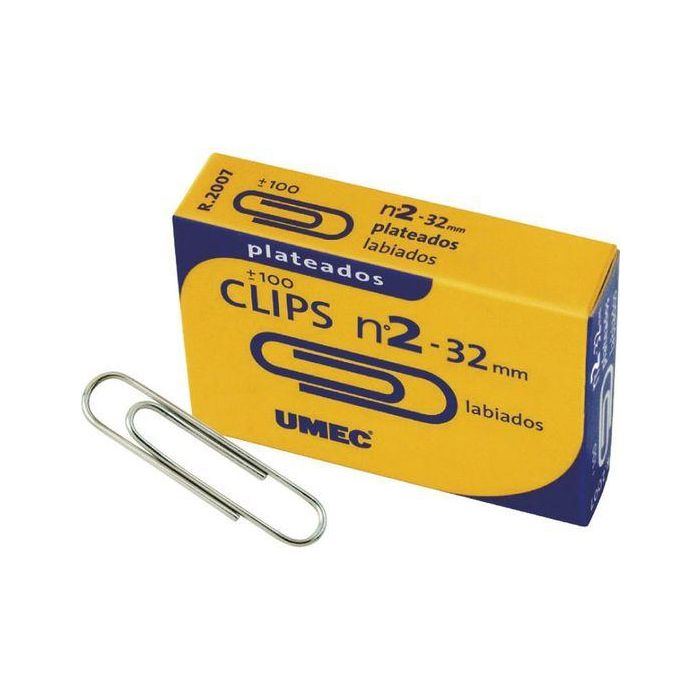 Umec Clips Plateados Nº 2 - 32 mm Caja De 100 -10 Cajas-