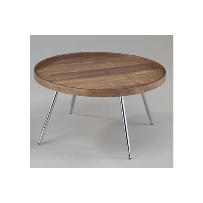 DKD Home Decor Mesa Centro Moderna Marrón Plateado de Acero y MDF 78x78x41.5 cm