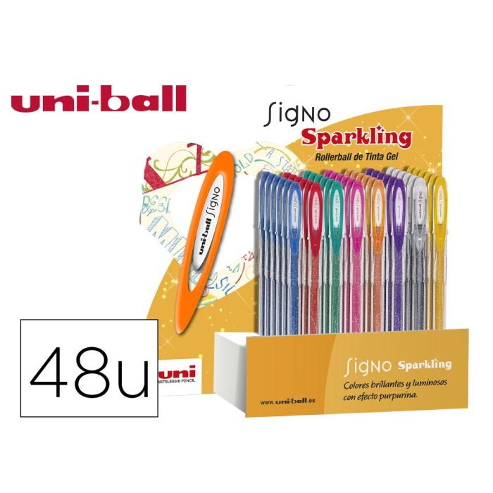 Boligrafo Uni Ball Um-120 Signo 0,7 mm Tinta Gel Expositor De 48 Colores Con Purpurina