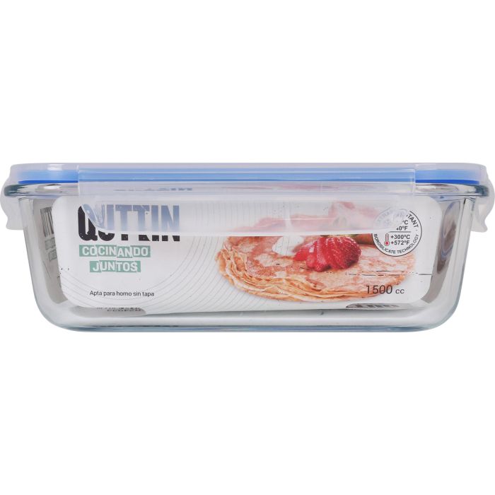 Quttin Fiambrera Rectangular Hermética 1.5L 23x17.5x7.6 cm (6 Unidades) 1
