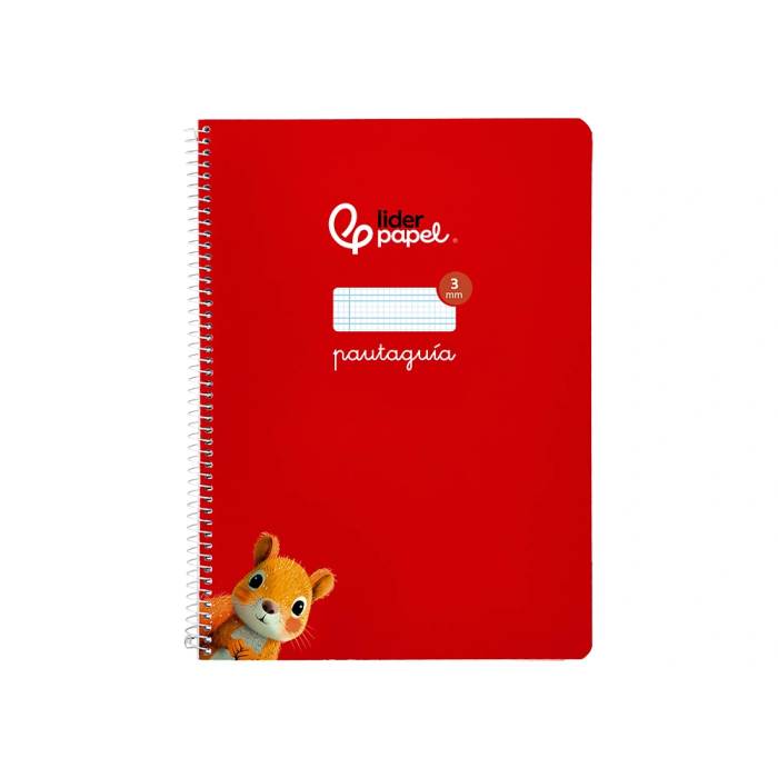 Liderpapel Cuaderno Espiral A4 Pautaguía Tapa Blanda 80 Hojas 75gr Cuadro Pautado 3mm Color Rojo 1