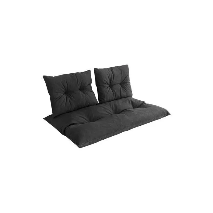 JARDÍN PRIVADO Kit Palet Clásico Colchón Pizarra + 2 Cojines Respaldo para Sofá Exterior 120x80cm Poliéster Hidrófugo 3