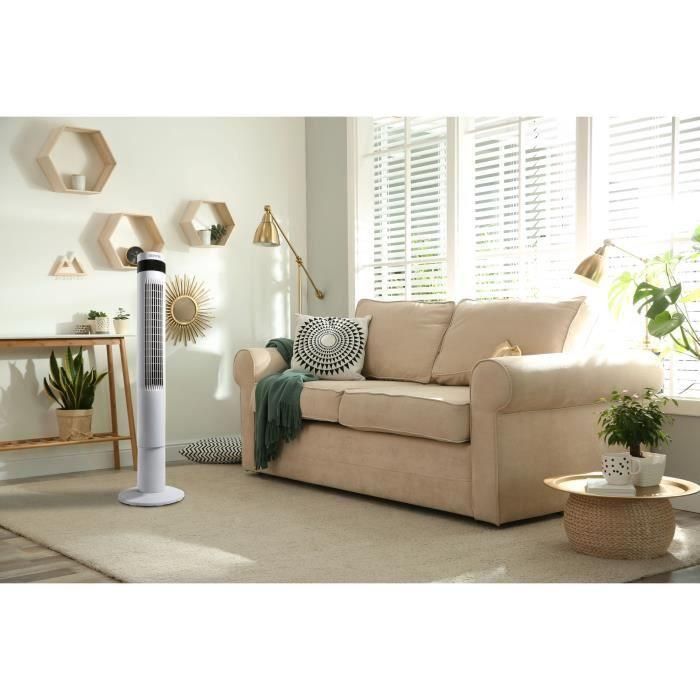 Ventilador de columna oceánica - 50W - Altura 110 cm - Oscilación automática - Control remoto - Temporizador - Blanco 2 Ventilador de columna oceánica - 50W - Altura 110 cm - Oscilación automática - Control remoto - Temporizador - Blanco 2