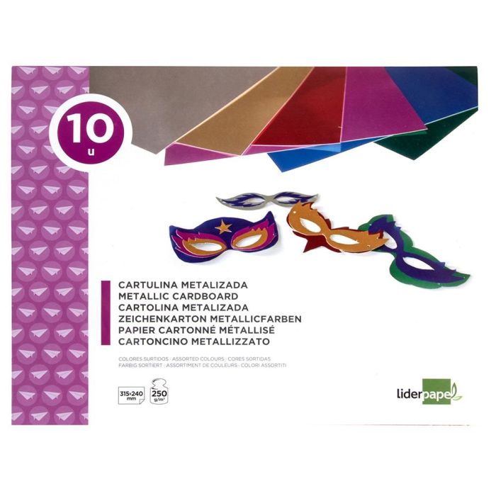 Bloc Trabajos Manuales Liderpapel Cartulina Metalizada 240x315 mm 10 Hojas Colores Surtidos 1