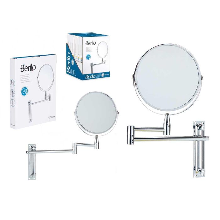 Espejo Extensible Doble Cara Berilo 17 cm - Metal (6 Unidades) Espejo Extensible Doble Cara Berilo 17 cm - Metal (6 Unidades)