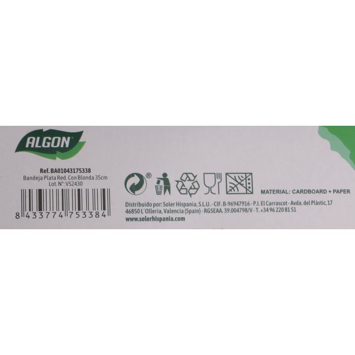 Bandeja redonda de plata con blonda 35 cm - Algon (48 Unidades) 4 Bandeja redonda de plata con blonda 35 cm - Algon (48 Unidades) 4
