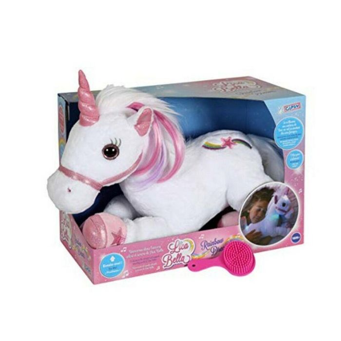 Gipsy Toys Peluche Unicornio Lica Bella Suave Flexible con Pelo para Peinar y Sonidos Mágicos 35 cm 1