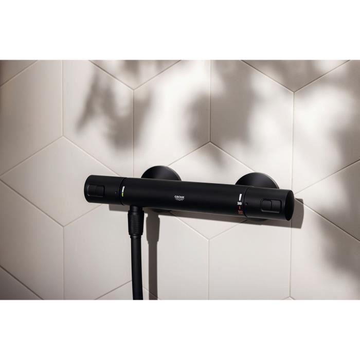 Mezclador termostático de ducha - GROHE Precision Start - 345942430 - Negro mate - Montaje en pared visto - Ahorro de agua 1