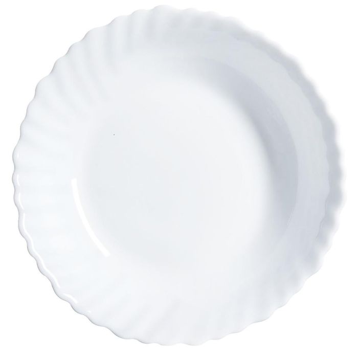 Luminarc Fuente Honda Feston 28 cm, Vidrio Templado Opal Blanco, Extra Resistente, Apto Lavavajillas y Microondas, Apilable, Fabricado en Francia