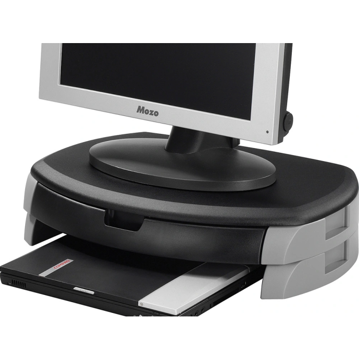 Q-connect Soporte para Monitor con Cajón para LCD hasta 20" y CRT, Compartimentos, Espacio para Teclado 6