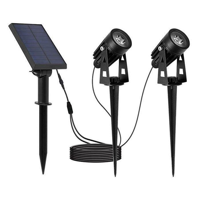 Focos solares dobles 2 en 1 para pegar o fijar - LUMISKY - ROUNDY - H27 cm - LED blanco frío Focos solares dobles 2 en 1 para pegar o fijar - LUMISKY - ROUNDY - H27 cm - LED blanco frío