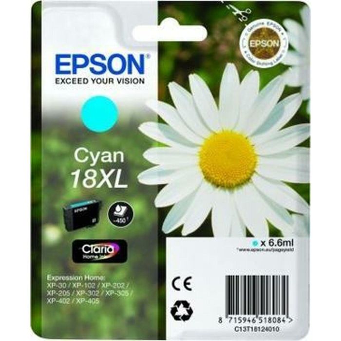 Epson T181240 XL Cartucho Tinta Cian Alta Capacidad para XP-102/205/305/405/30 1 Epson T181240 XL Cartucho Tinta Cian Alta Capacidad para XP-102/205/305/405/30 1