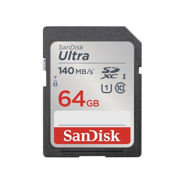 SanDisk SDSDUNB-064G-GN6IN Tarjeta de Memoria Ultra 64GB SDHC/SDXC UHS-I Clase 10 140MB/s para Foto/Video Full HD
