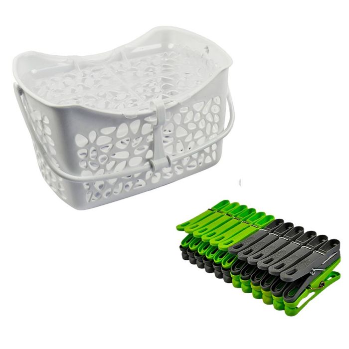 Cesto rigido con 24 pinzas 19 x 14,5 x 11 cm Cesto rigido con 24 pinzas 19 x 14,5 x 11 cm