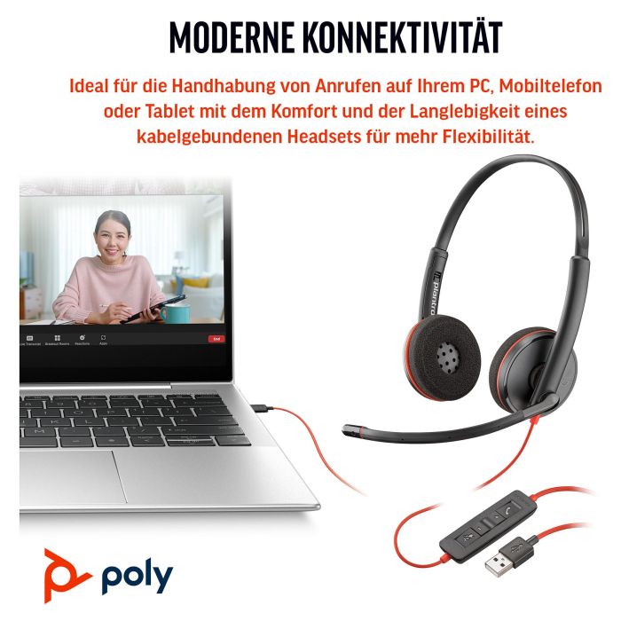 Poly Blackwire 3220 Auriculares Estéreo USB-C Cableado Negro para Ordenador y Móviles 2
