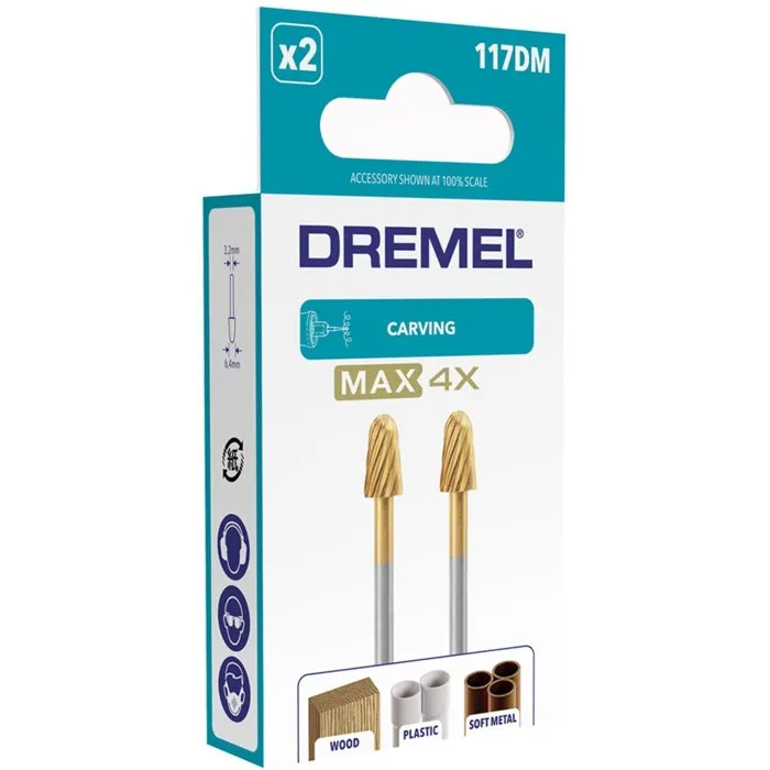 Dremel 117DM Juego de 2 cortadores de acero de alta velocidad alta durabilidad punta redonda ø 6,4 mm 1 Dremel 117DM Juego de 2 cortadores de acero de alta velocidad alta durabilidad punta redonda ø 6,4 mm 1