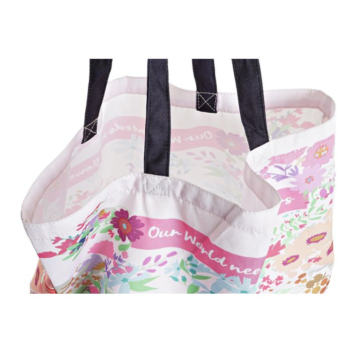DKD Home Decor Bolsa Urban World&flowers 15 x 66 x 43 cm Azul Blanco (12 Unidades) Impermeable Nylon Poliester 2