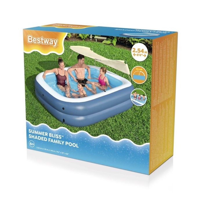 Bestway Piscina Hinchable 2 Camaras Rectangular con Toldo 254x178x140 cm +6 Años Jardin 54449 1