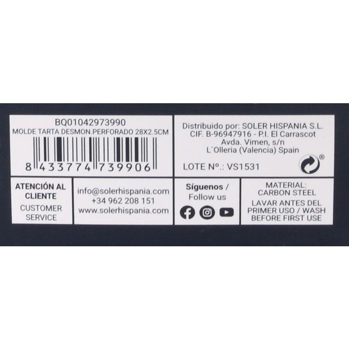 Molde para tarta desmontable perforado 28x2.5 cm Quttin (12 Unidades) 14