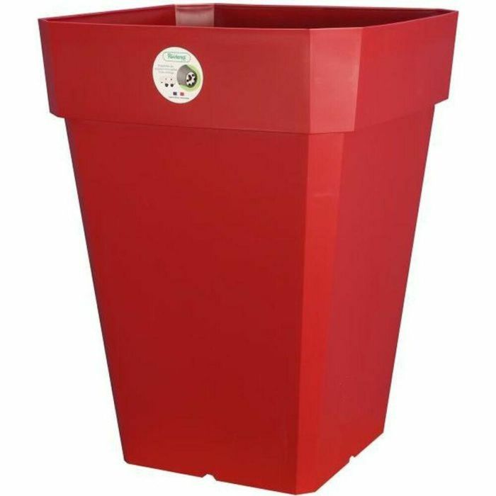 Riviera Maceta Cuadrada de Plástico Solilla - 49x49xH50 cm - 65 Litros - Roja