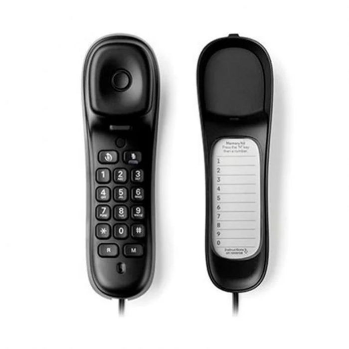 Motorola CT50 Teléfono Fijo Negro Compacto para Casa u Oficina con 10 Memorias, Montaje en Pared e Indicador Visual de Llamadas 1 Motorola CT50 Teléfono Fijo Negro Compacto para Casa u Oficina con 10 Memorias, Montaje en Pared e Indicador Visual de Llamadas 1