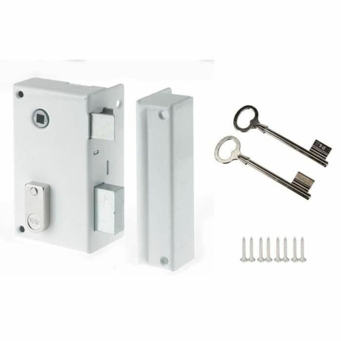 Yale YAV37D Cerradura Vertical de Superficie con Rodillo Derecho Blanco para Rejilla y Portón con 2 Llaves 0 Yale YAV37D Cerradura Vertical de Superficie con Rodillo Derecho Blanco para Rejilla y Portón con 2 Llaves 0
