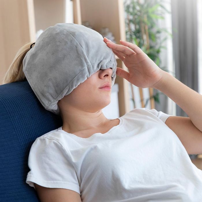 Innovagoods Gorro de Gel para Migrañas y Relajación, Gris, Talla Única con 4 Bolsas de Gel Extraíbles para Calentar o Enfriar 7