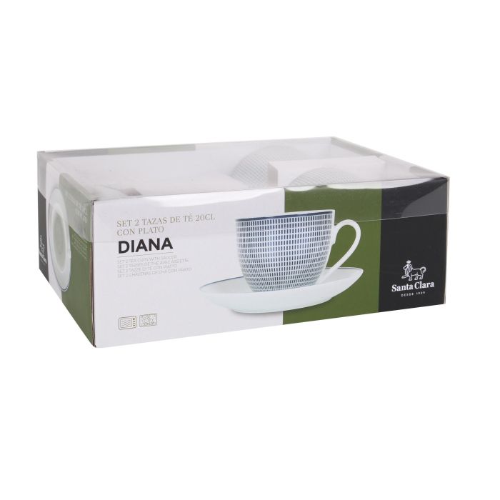 Set 2 Tazas Diana 200 cc con Plato - Porcelana Extra Blanca - Santa Clara (6 Cajas) 6 Set 2 Tazas Diana 200 cc con Plato - Porcelana Extra Blanca - Santa Clara (6 Cajas) 6
