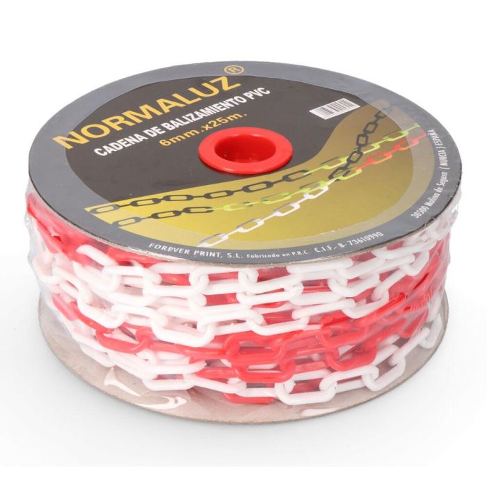 Normaluz Cadena plástica eslabonada rojo y blanco, 6mm x 25m 2 Normaluz Cadena plástica eslabonada rojo y blanco, 6mm x 25m 2