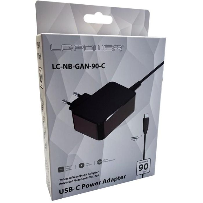 LC-Power LC-NB-GAN-90-C Cargador USB-C de 90W para portátil, tecnología GaN, negro 3 LC-Power LC-NB-GAN-90-C Cargador USB-C de 90W para portátil, tecnología GaN, negro 3