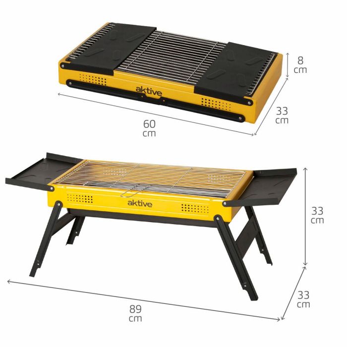 Barbacoa Portátil Aktive Acero 89 x 33 x 33 cm Amarillo 12 Barbacoa Portátil Aktive Acero 89 x 33 x 33 cm Amarillo 12