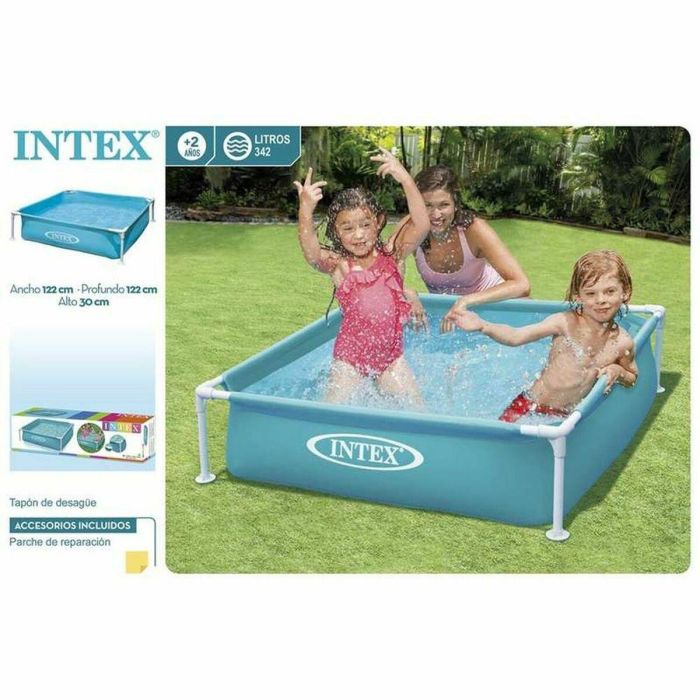 Intex Tangy Piscina Cuadrada Metálica 1,22x1,22x0,30m - Turquesa, Tubular PVC/Acero, 0,34m³ Capacidad 1 Intex Tangy Piscina Cuadrada Metálica 1,22x1,22x0,30m - Turquesa, Tubular PVC/Acero, 0,34m³ Capacidad 1