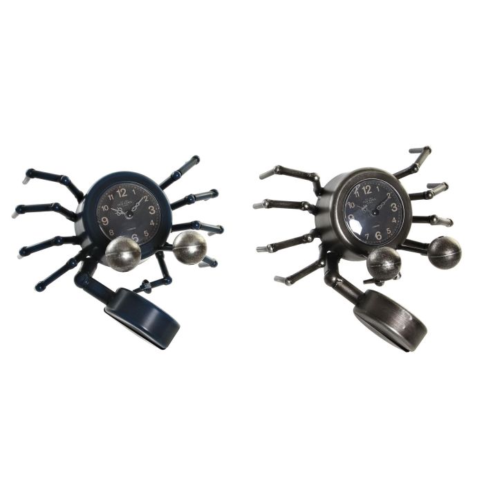 DKD Home Decor Reloj Sobremesa Vintage Azul Plateado 22 x 14 x 23 cm (2 Unidades) 1