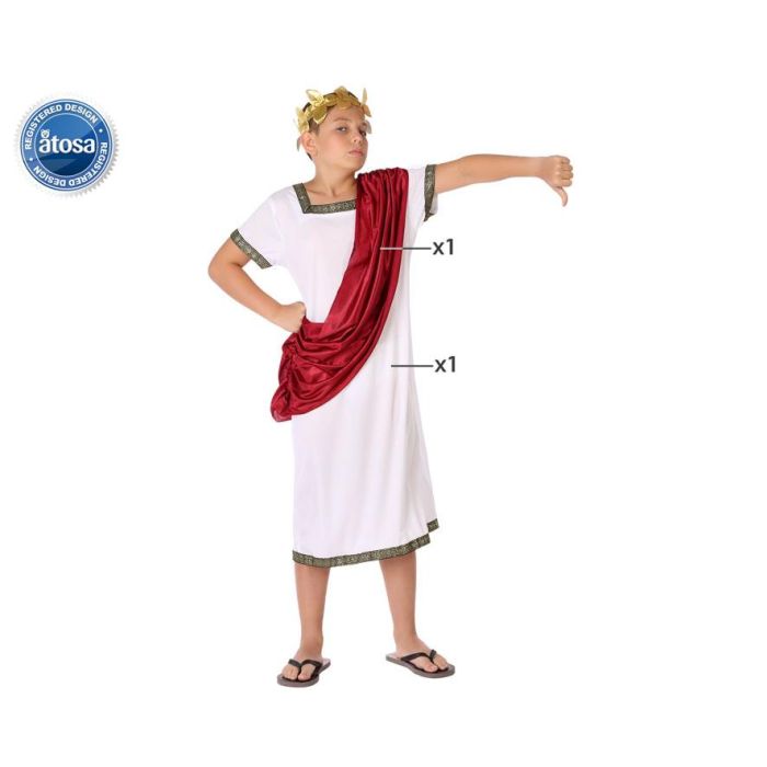 Disfraz Romano Griego Infantil para Niño 7-9 Años - Túnica Blanca y Pañuelo Rojo de Poliéster para Carnaval/Actuación Escolar Disfraz Romano Griego Infantil para Niño 7-9 Años - Túnica Blanca y Pañuelo Rojo de Poliéster para Carnaval/Actuación Escolar