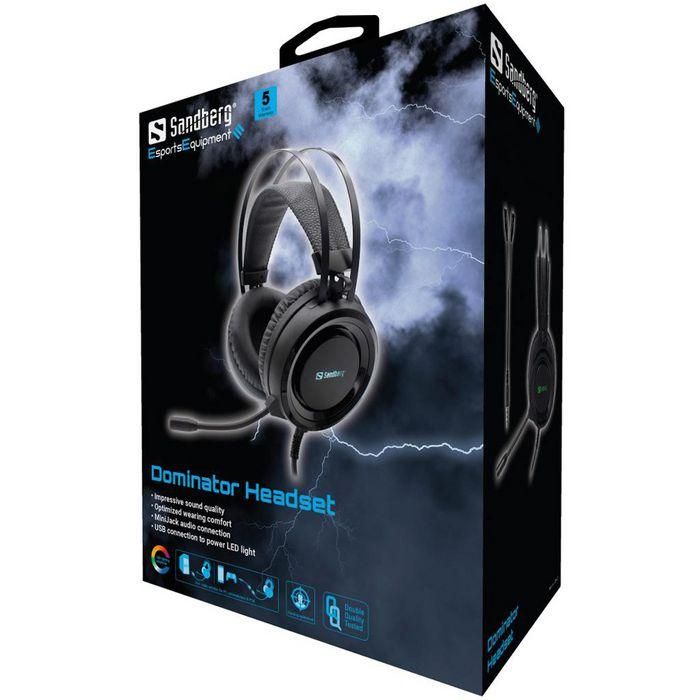 Sandberg Dominator Auriculares Gaming Estéreo con Micrófono de Alta Sensibilidad y Luces LED para PC y Consolas con Conexión Mini Jack 4