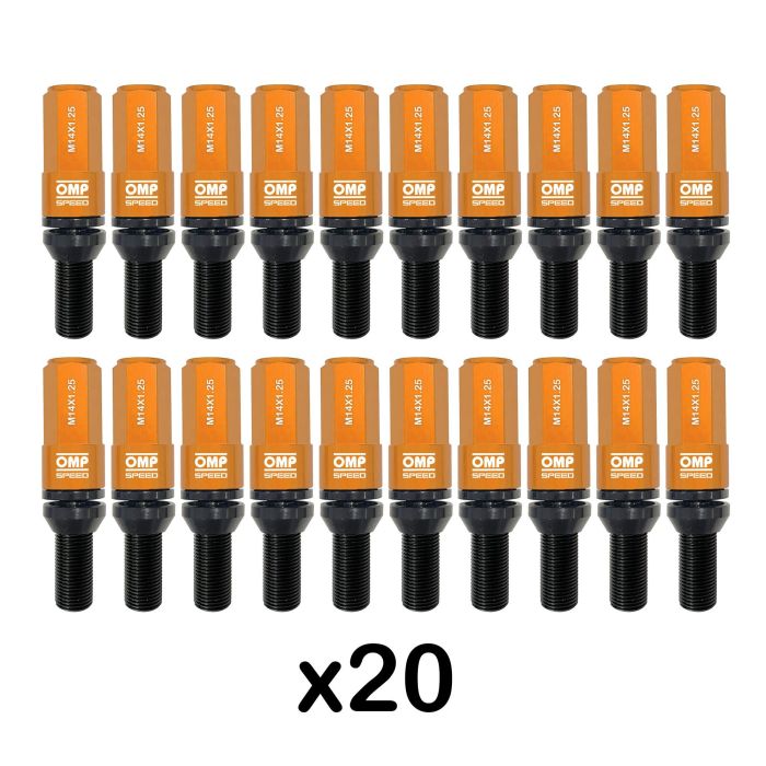 Omp Juego 20 Tornillos Rueda Aluminio M14x1.25 Llave 17-19 Largo 28mm Protector Naranja OMPS09971410 4