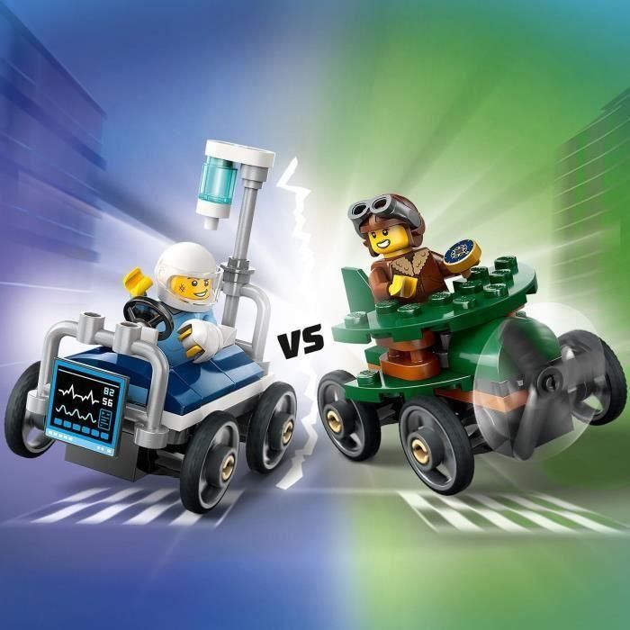LEGO City 60459 Pack de Coches de Carreras: Avión versus Cama de Hospital, Juguete para niños +5 años 2