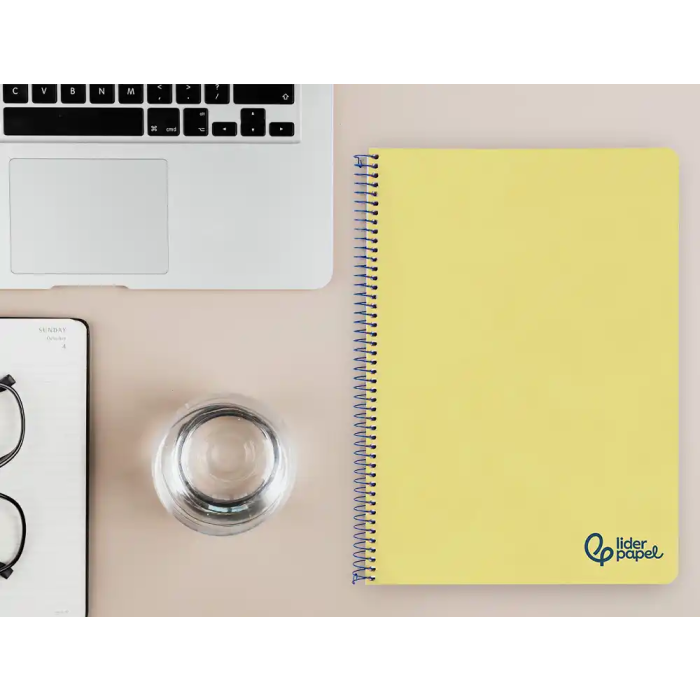 Liderpapel Wonder Cuaderno Espiral A4, Tapa Plástico, 80 Hojas, 90gr, Rayado Horizontal con Margen, Color Amarillo 7