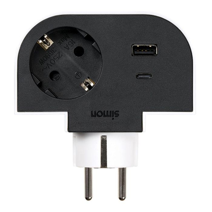 Adaptador giratorio schuko 1 toma + usb a+c 30 W 16 a 250 v~ 0 Adaptador giratorio schuko 1 toma + usb a+c 30 W 16 a 250 v~ 0