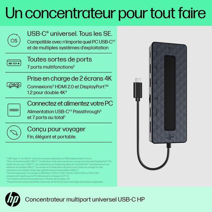 HP Universal USB-C Multiport Hub con 7 Puertos, Passthrough de Datos y Alimentación, Soporte Dual 4K HDMI 2.0 y DisplayPort 1.2 para PC 10 HP Universal USB-C Multiport Hub con 7 Puertos, Passthrough de Datos y Alimentación, Soporte Dual 4K HDMI 2.0 y DisplayPort 1.2 para PC 10