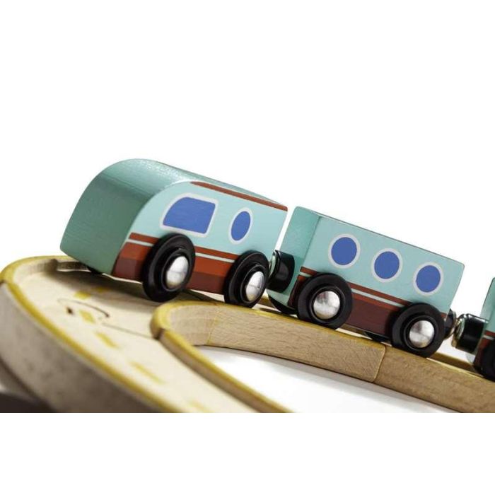 Tren de madera con pista desmontable 34x26.50x7.50 cm 2 Tren de madera con pista desmontable 34x26.50x7.50 cm 2
